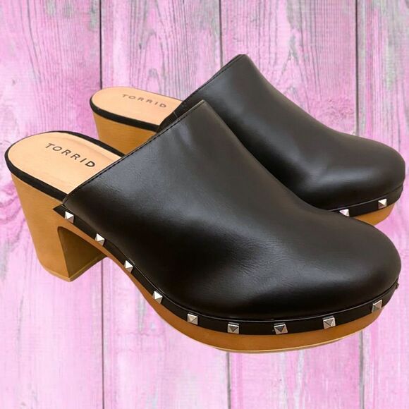 Torrid Faux Leather Black Studded Mule Shoes Wide Width - Size 9.5 WW NIB - Picture 5 of 12